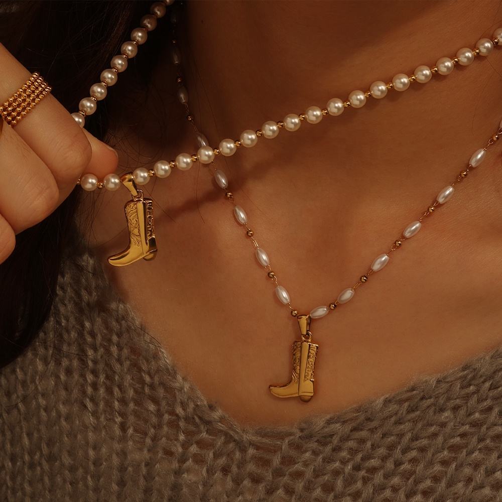 GOLDEN BOOT - Collier de perles ovales