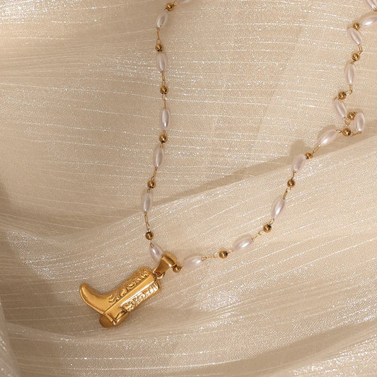 GOLDEN BOOT - Collier de perles ovales