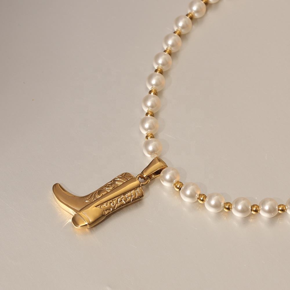 GOLDEN BOOT - Collier de perles rondes