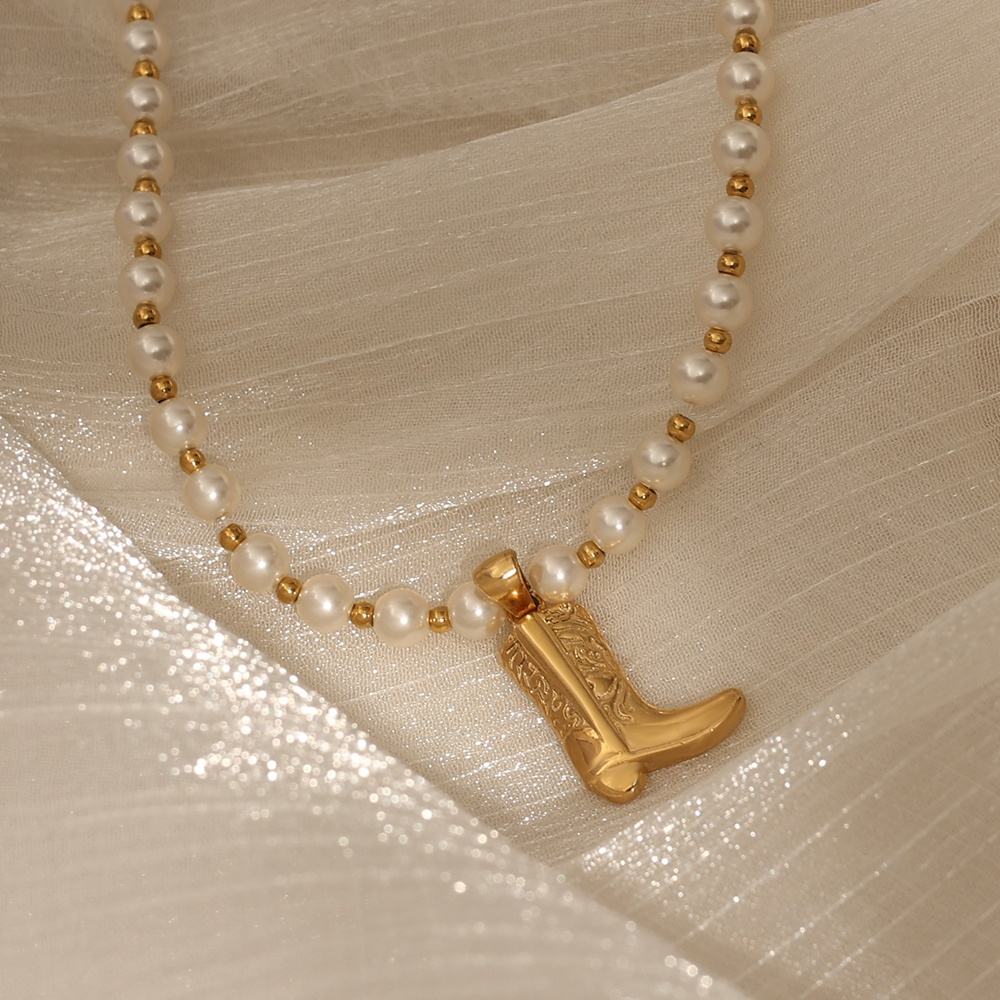 GOLDEN BOOT - Collier de perles rondes
